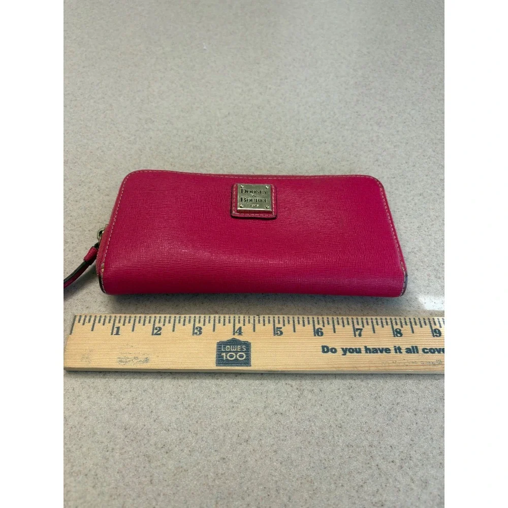 Dooney‎ & Bourke Hot Pink Saffiano Zip Around Wallet Leather Continental Wallet